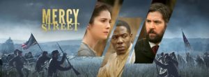 Mercy Street header depicting three characters and a battle scene